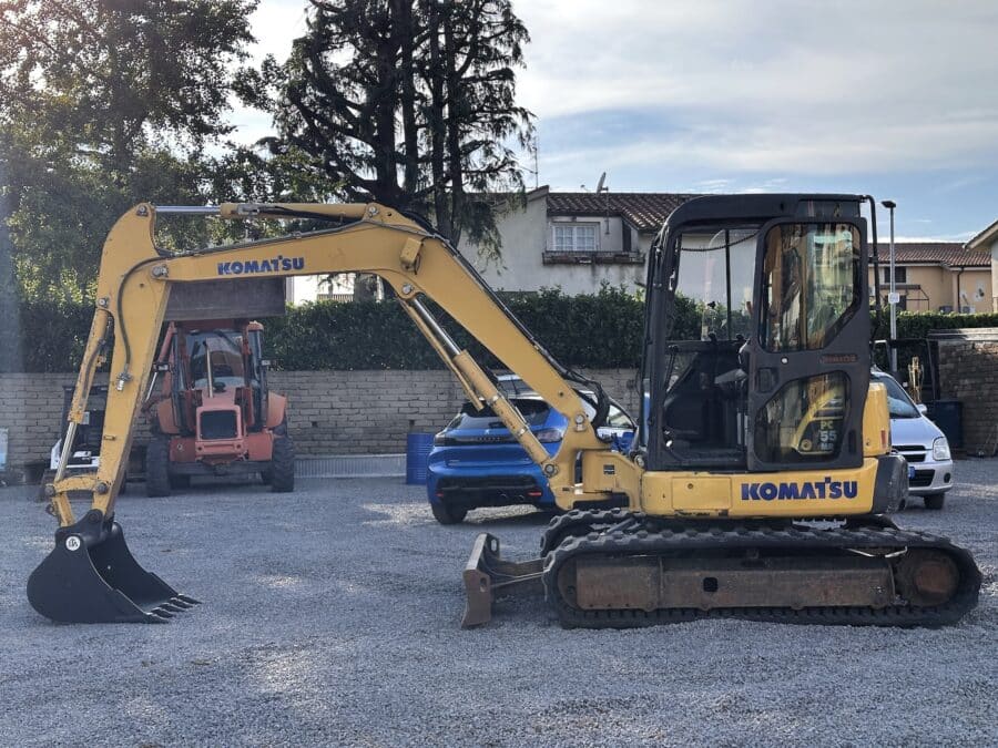 Side view Komatsu PC55MR-3 compact mini excavator for sale - DAMAC
