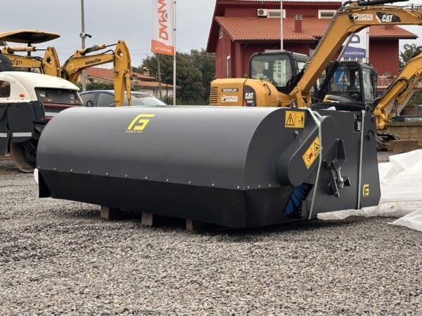 GF Gordini SWC168 front view sweeper bucket, skid steer loader compatible