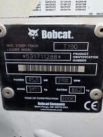 JCB 190T nameplate side view