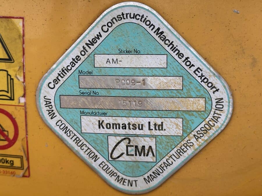 targhetta komatsu pc09 senza cabina