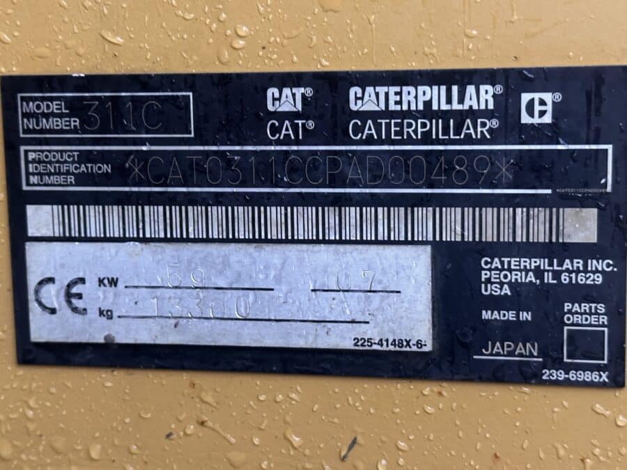 targhetta CATERPILLAR 311CU