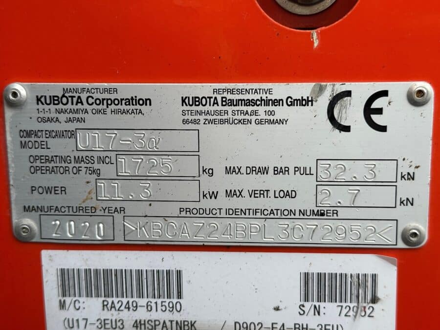 Kubota U17-3a compatto per scavi tecnici e lavori professionali